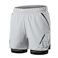 Pikkukuva 1 / 5: 2-in-1 Miesten Juoksushortsit Vetoketjutaskuilla Nopeasti Kuivuvat Treenausshortsit Kuntosalille light grey S