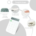 Miniatyrbillede 2 af 5: Standard lommeregner 12 cifre, stationær stor skærm og knapper, lommeregner med stor LCD-skærm, automatisk dvaletilstand, med batteri, hvid