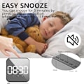 Miniatyrbild 3 av 5: Funktioner stor LED-temperaturdisplay, tick-fri USB/batteridriven klocka, snooze-funktion, 3-nivåers justerbar ljusstyrka, röststyrning