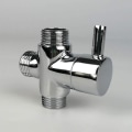 Miniatyrbild 1 av 5: Diverterventil, Han G1/2; Mässingkran T-adapter Krom Badrum Duschkran Tillbehör Vattenomledare 3-vägs Fyllventil Han