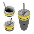 Miniatyrbilde 2 av 5: Bærbar Twist-kopp uten lokk med isolert kaffekopp i rustfritt stål Gray Smile