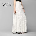 Pikkukuva 1 / 5: Naisten mekko Maxi Pitkä Pitsi Täysi Boho Hame Laskostettu Ranta Tylli Elegantti S-XL white L