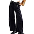 Miniatyrbillede 1 af 5: Wide Leg Denim Bukser Komfortable Åndbare Bukser til Dates og Transport Black XL