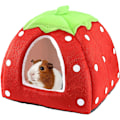 Miniatyrbild 1 av 5: Liten husdjurssäng för små kaniner marsvin hamster kanin djur varm sovhus för vintern (röd)