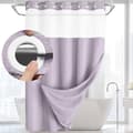 Dubbellagers duschdraperi utan krokar – 180×190 cm – bikakemönster – med innerfoder – halvtransparent voilefönster – magnetisk botten Purple