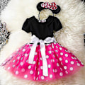 Miniatyrbillede 2 af 5: Piger Børn Minnie Mouse Polka Dot Fødselsdagsfest Sløjfe Tutu Tyl Kjole Stcyv Rose Red 2-3 Years
