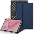 Miniatyrbillede 1 af 5: For Lenovo Tab Plus 11,5 tommer TB351FU Etui Varmeafledning Stativ Læder Tablet Cover Dark Blue