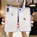 Miniatyrbillede 2 af 5: Kompatibel med iPhone 7/8/SE 2020 Cover til Piger, Blødt Slim Fit Fuldt Beskyttende Sød Klar Glitrende Bling Stjerne - Lilla