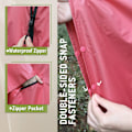 Miniatyrbillede 3 af 5: Regnfrakke til voksne, vandtæt udendørs hætte, poncho vandtæt til kvinder med lynlås, festivalponchoer vandtæt lang, vandtætte kapper plusstørrelse Rose