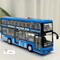 Miniatyrbillede 1 af 5: Børnebus legetøj stor åben dør bus model simulering kan fortælle historier lyd og lys stor bus legetøj Double layer blue