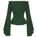 Miniatyrbild 1 av 3: Långärmad off shoulder-topp dam från renässansen piratskjorta green S