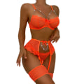 Pikkukuva 1 / 6: Naisten seksikkäät pitsiset alusvaatteet rintaliivit stringit Cosplay yöasut Sleep Fluorescent orange L