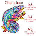 Pikkukuva 9 / 11: Leijona luovat puiset palapelilohkot opettavaiset palapelilelut Chameleon A4