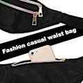 Pikkukuva 4 / 5: 2 kpl Holografinen vyölaukku, Iridescent Fanny Pack, Kiiltävä vyölaukku vedenpitävä urheiluun, matkustamiseen Black,Silver