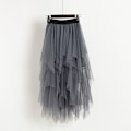 Miniatyrbillede 6 af 9: Mesh tyl nederdel lagdelt kjole SORT black