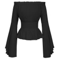 Miniatyrbillede 2 af 3: Langærmet off shoulder top damerenæssance piratskjorte white M
