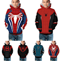 Miniatyrbild 1 av 10: Barn Pojke Flicka Spiderman 3D Printed Långärmad Hoodies Tröja Red