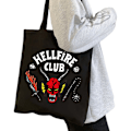 Miniatyrbillede 1 af 4: Stranger Things 4 Canvas Tote Bag Dame Daily Portable Shopping Black