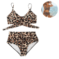 Pikkukuva 2 / 4: Korkeavyötäröinen bikinisetti uimapuku Criss Cross String -uimapuku Leopard
