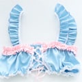 Pikkukuva 8 / 10: Söpö Lolita - Naisten Bikinit Vaaleanpunaiset Siniset Röyhelöt ontottomat Cross Bandage -uimapukuun Söpö piika-cosplay-asu rantaasu