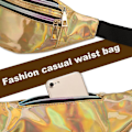 Pikkukuva 4 / 5: 2 kpl Holografinen vyölaukku, Iridescent Fanny Pack, Kiiltävä vyölaukku vedenpitävä urheiluun, matkustamiseen Gold,silver