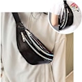 Pikkukuva 5 / 5: 2 kpl Holografinen vyölaukku, Iridescent Fanny Pack, Kiiltävä vyölaukku vedenpitävä urheiluun, matkustamiseen Black,Silver