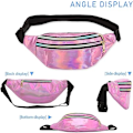 Pikkukuva 3 / 5: 2 kpl Holografinen vyölaukku, Iridescent Fanny Pack, Kiiltävä vyölaukku vedenpitävä urheiluun, matkustamiseen Black,Silver