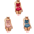 Miniatyrbilde 4 av 5: Kvinner Exig skinnende ren farge todelt shorts Topp nattklubbklær red S