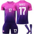 Miniatyrbillede 1 af 2: UEFA EM 2024 Tyskland Udebanetrøje Børne Fodboldtrøje Med Strømper NO.17 WIRTZ NO.17 WIRTZ 16