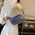Miniatyrbillede 4 af 7: High-end lille taske trendy all-match taske niche mode denim blue large