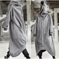 Miniatyrbillede 2 af 5: Unisex langærmet hættetrøje med lang frakke med lynlås Gray 4XL