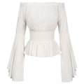 Miniatyrbild 1 av 3: ångärmad off shoulder-topp dam från renässansen piratskjorta white L
