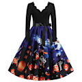 Pikkukuva 2 / 7: Halloween pitkähihainen painettu mekko Spider Web 2XL