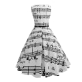 Miniatyrbilde 2 av 5: Kvinner Kjole Medium Kjole Stor Swing Musikk Symbol Swing Musikk 2XL