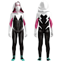 Miniatyrbillede 2 af 5: Ghost Spider-Gwen Kostume Cosplay Kostume Fest Jumpsuit Monterede Børnetøj Spiderman Ansigtsmaling - Perfekt 190cm