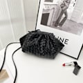 Miniatyrbild 4 av 4: Pu vävd väska Satchel Cloud Mini läder clutchväska Black W svart