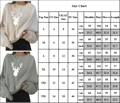 Ladie Casual Christmas Elk Print Pullover Langærmet Sweatshirt Grey 2XL