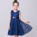 Miniatyrbilde 1 av 2: Barn Jenter Hekle blonder ballkjole skjørt Prinsesse brudekjole Navy blue 8year