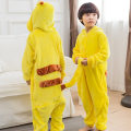 Miniatyrbild 3 av 6: Familj Halloween Cosplay Kostym Djur Gul Pyjamas Vinter Varm tecknad sovkläder Matchande kläder Mamma Barn Onesie Silver S