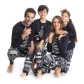 Miniatyrbild 3 av 7: Jul familj matchande pyjamas set julgran printed Kid-navy 4T