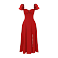 Miniatyrbillede 5 af 11: Kvindekjole Pendler Temperament Farve Mode High-end slynge D red L