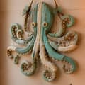 Belyst kustfisk väggdekor, hängande prydnad i järn med LED Octopus