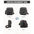 Miniatyrbild 2 av 4: Liten Crossbody Väska för Män, Canvas Messenger Axelväskor Crossbody Satchel Väska Herr Sidoväskor Över Axelväska