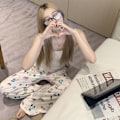 Pikkukuva 6 / 8: Pyjamat Sarjakuvaprintti Leveälahkeiset Housut Naiset Kesä Tw Harmaa Grey M