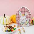 Miniatyrbild 5 av 5: Påskägg i plåtburk, påskhare-formad godisförpackningslåda tomma burkar kakburk påskpresentförpackning med lock påskbehållare