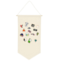 Miniatyrbillede 2 af 5: 2 stk. vægmonteret badge display lærred emalje broche kollektion display banner medalje pin opbevaring krave flag vimpel ramme (beige)