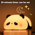 Miniatyrbillede 3 af 5: Natlampe Børn Panda Natlampe Panda Lampe Dæmpbar Timer, Touch Kontrol Silikone Natlampe Baby, USB Genopladelig Sød Panda Lampe