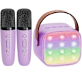 Miniatyrbillede 1 af 7: Mini Karaoke Maskine til Børn, Bærbar Bluetooth Højttaler med Trådløs Mikrofon, Julegaver til Piger 4-10 År (Lilla)