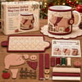 Jule-quilte-sett for koppvarmer, DIY-håndarbeidssett for julekopp-ermer**Apple Pig Apple Pig