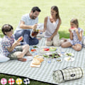 Miniatyrbillede 1 af 4: Ekstra stort picnic-udendørstæppe, 203 x 152 cm vandtæt foldbart tæppe gingham picnicmåtte til strand, camping græsplæne park (grøn hvid)